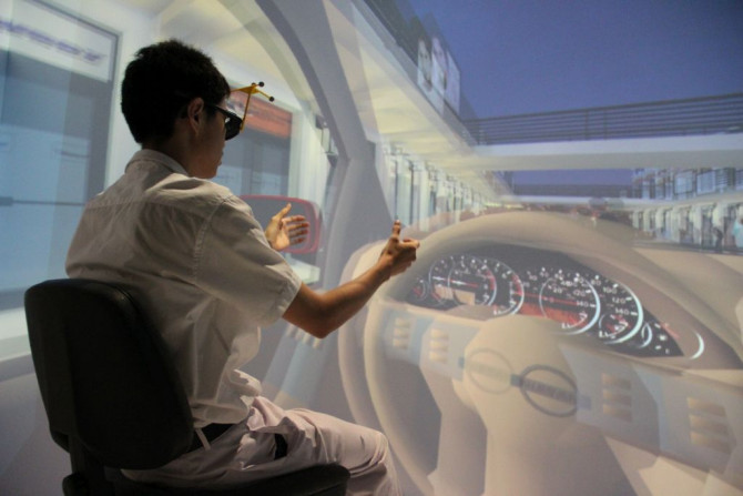 This student enjoyed his virtual ride at imseCAVE.
